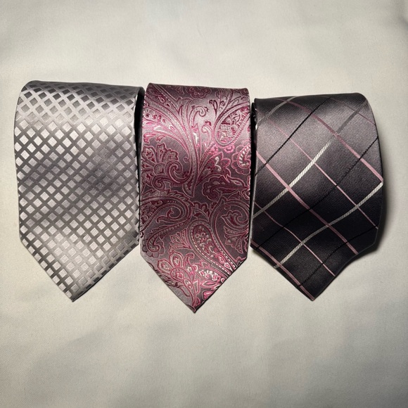 Kenneth Cole, Croft & Barrow, Geoffrey Beene Pink and Gray Tie Trio - Picture 10 of 11